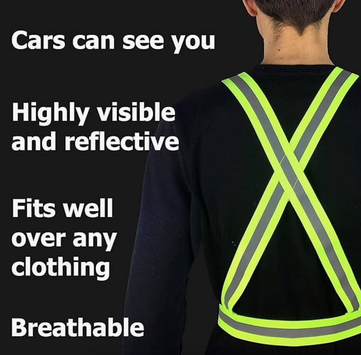 Reflective Vest With Straps For Night Running, Construction, Traffic Control, Adjustable Elasticity