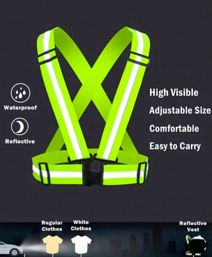 Reflective Vest With Straps For Night Running, Construction, Traffic Control, Adjustable Elasticity