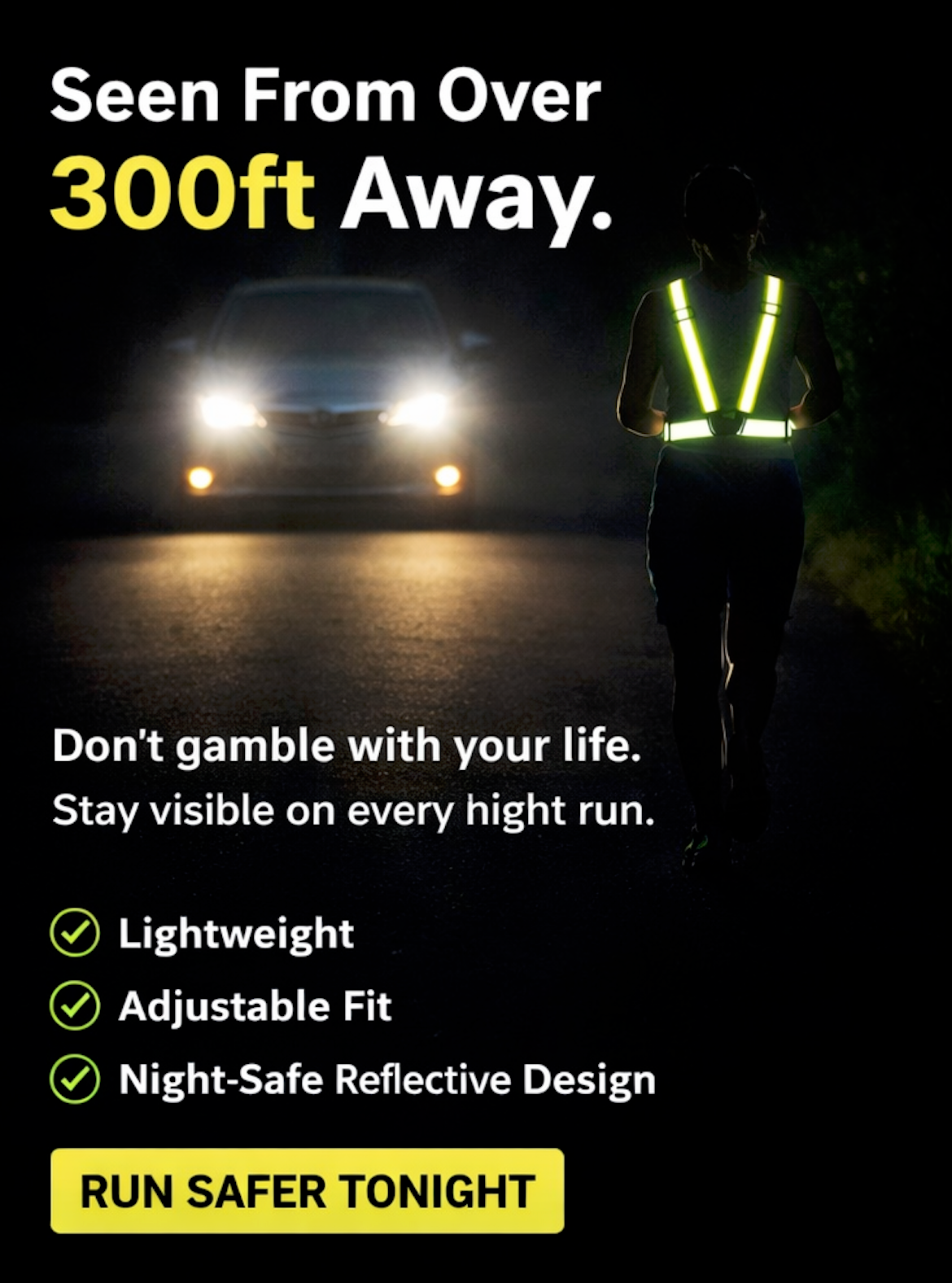 Reflective Vest With Straps For Night Running, Construction, Traffic Control, Adjustable Elasticity